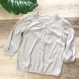 LOFT | Silvery Gray Three Quarter Sleeve Blouse